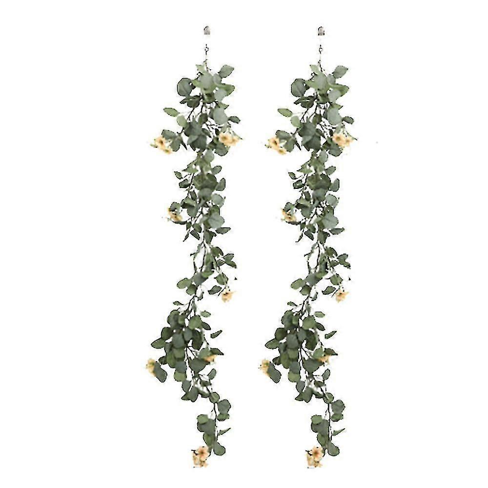 Artificial Eucalyptus Leaves Garland, Fake Greenery Frosted Vine B