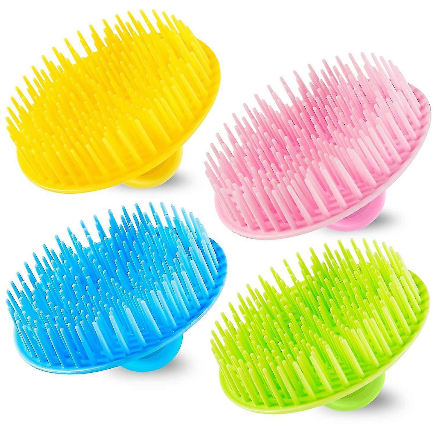 4pack Hair Scalp Exfoliator Brush Dandruff Cleaning Brush, Flexible Scalp Massager Brush, Shower Scalp Shampoo Brush Compatible With Home, Office, Tra
