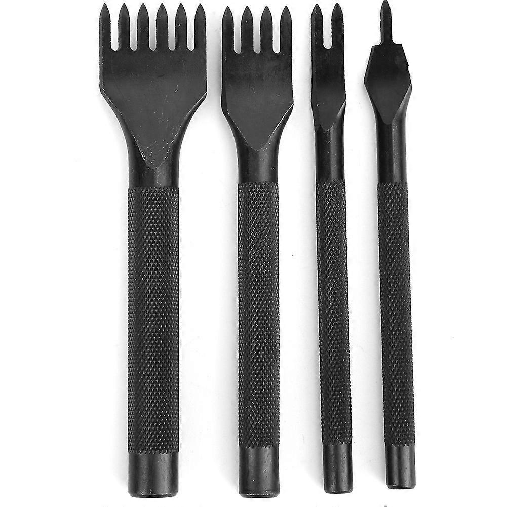 4 Pcs Prong Chisel Kit Leather Craft DIY Tool Black Electroplating Leather Craft Chisel4mm
