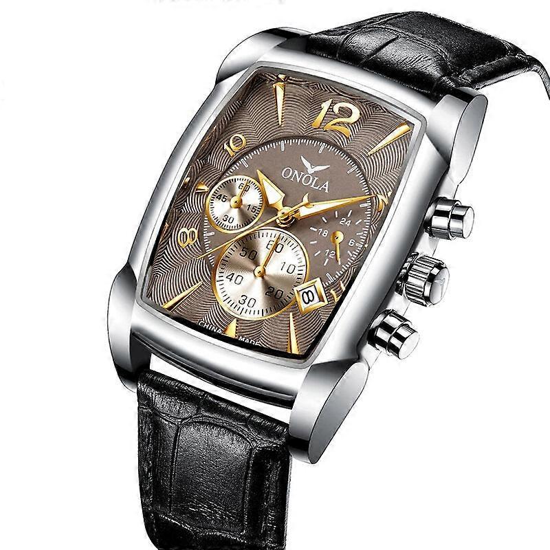 Business Men Watch Date Display Multi-function Waterproof Leather Strap Quartz Watch
