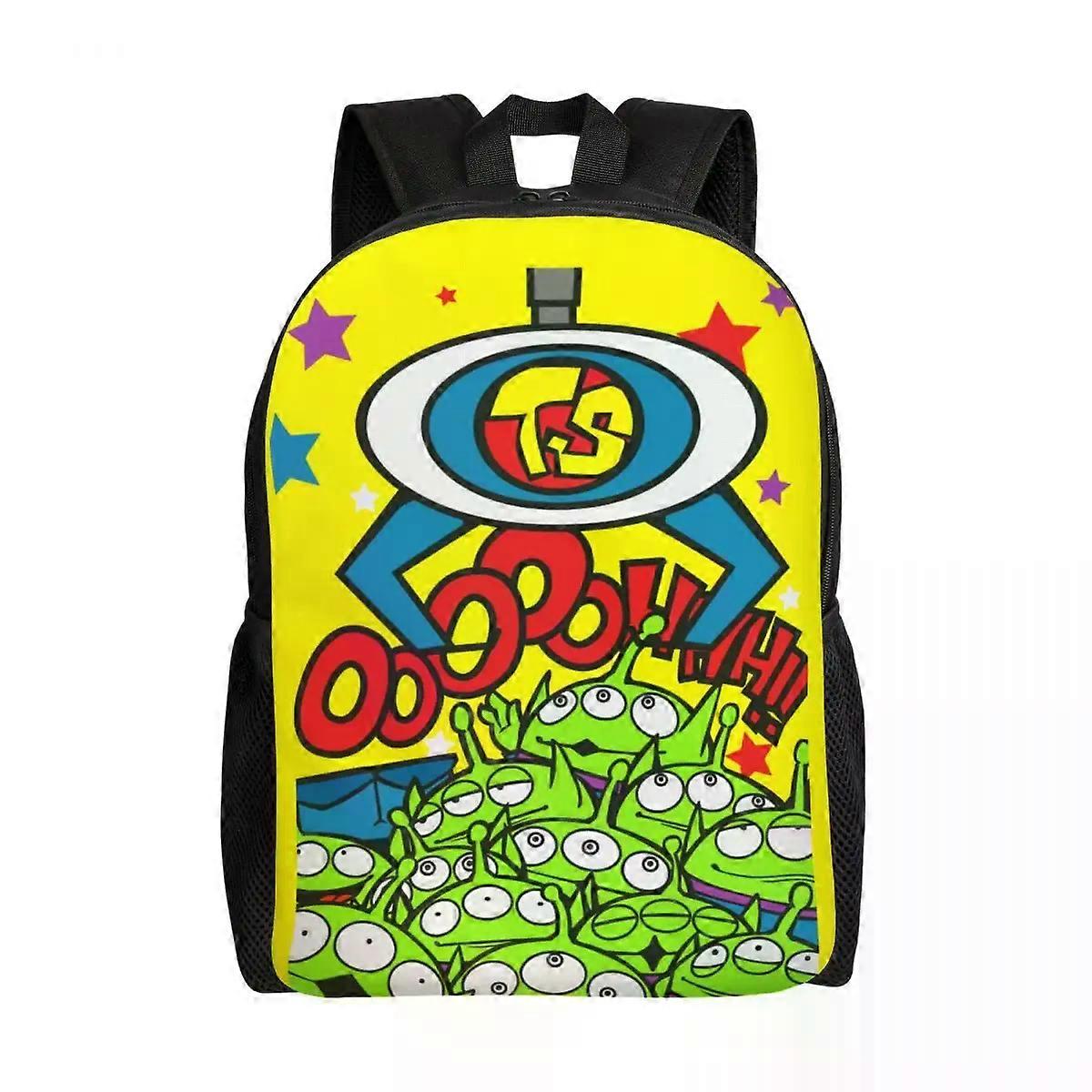 v1358 i1009  Green Aliens Toy Story Cartoon Travel Backpack Women Men School Laptop Bookbag Student Daypack Bags dbO1009