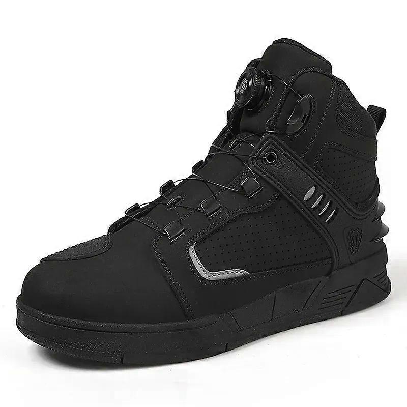 Stivali da motociclista marroni da uomo, stivali da motociclista per tutte le stagioni, scarpe da moto in pelle di mucca traspirante, stivali da corsa antiscivolo, Botas Moto