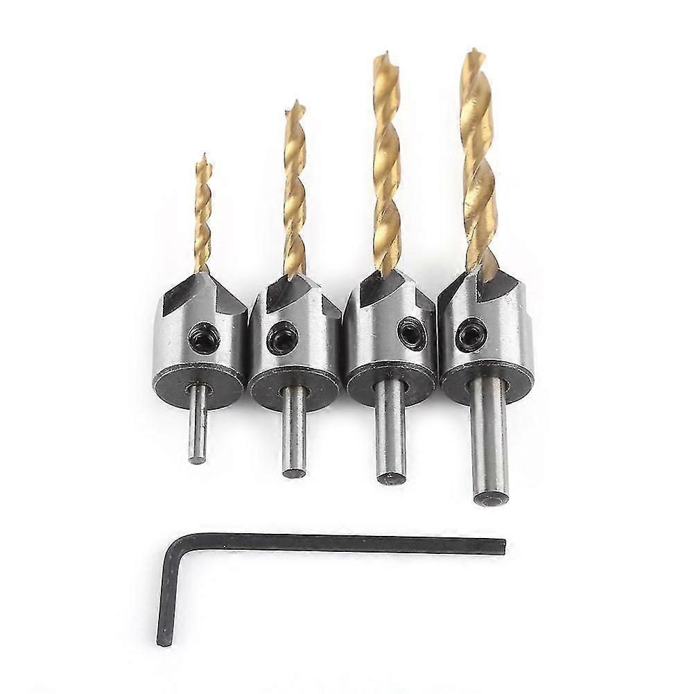 Woodworking Drill Bit with Countersink,Steel High Speed Woodworking Drill Bits Countersink Wood Countersink with Hex Wrench Countersink Chamfering Too