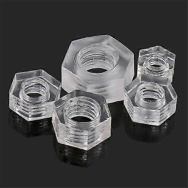 50pcs Transparent Acrylic Nuts Hex Plastic Nut Washer Hexagonal Lock Nuts M2 M3 M4 M5