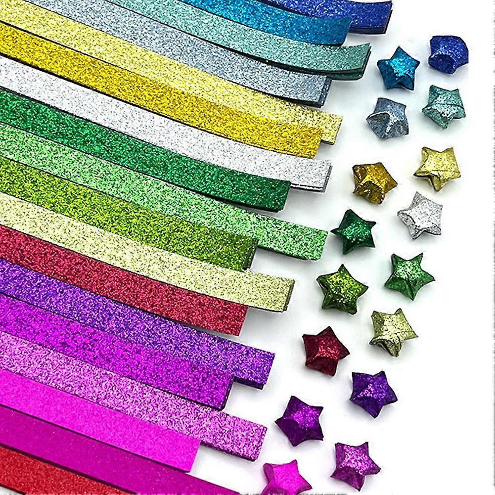 Glitter Diamond Star Paper Frosted Folding Star DIY Handmade Origami Gradient