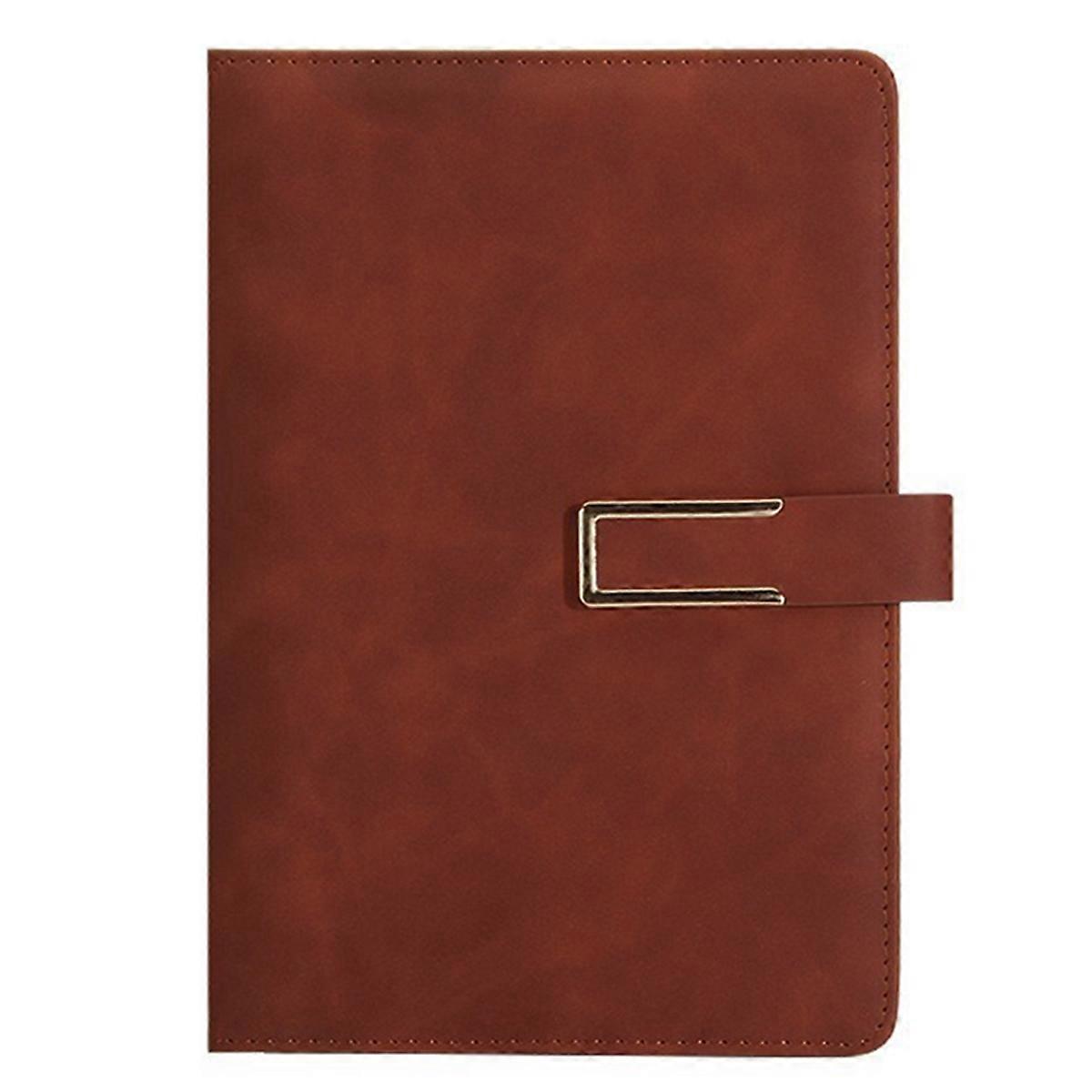Retro A5 Leatherbound Notebook Soft Leather U-Shaped Magnetic Buckle Business Office Notebook Diary Notebook Brown