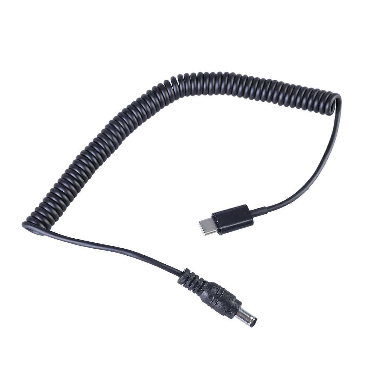 Type C to 5V/9V/12V DC5525 Spring Charging Cable Wire Power Cord Line for Routers Printers Cameras and Other Electronics