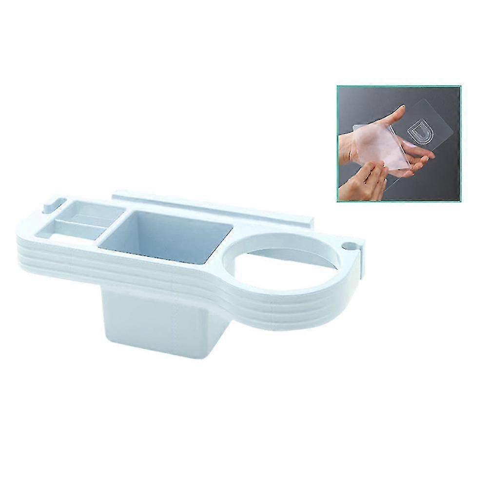 Unbrand Storage Rack Curling Iron Hair Dryer Holder Bathroom Organizer Comb Wall Mounted Blue