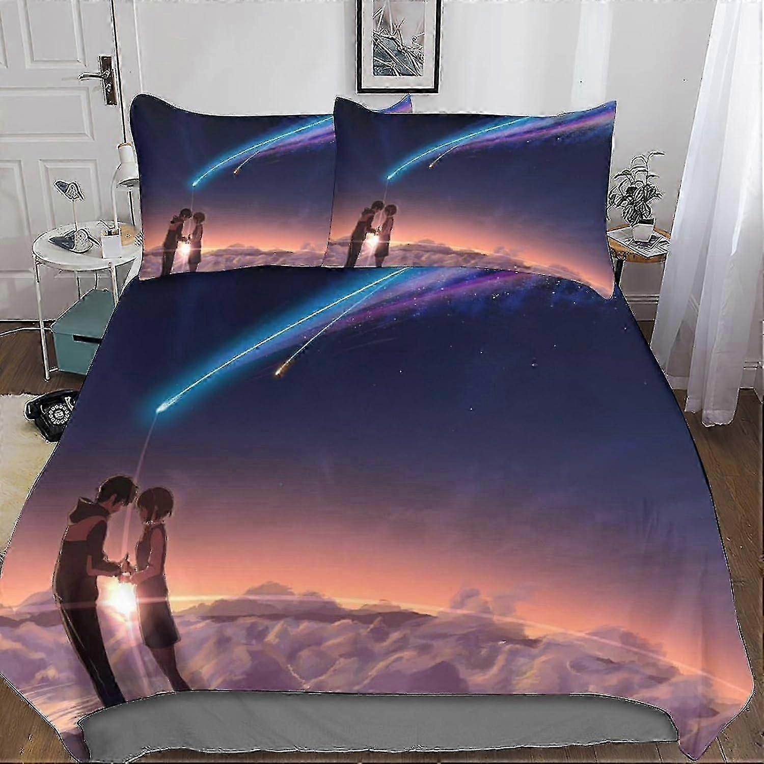 o3534 Lençóis MYPALL Your Name Conjunto de Cama Conjunto de 3 Peças Capa de Edredom com Zíper Para Adolescentes e Crianças Adultos Colcha de Microfibra Macia Cove