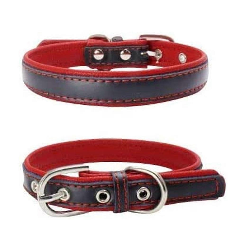 Comfortable Soft Touch Leather Dog Collar Padded Adjustable Durable Anti-Rust Alloy Loop Ring