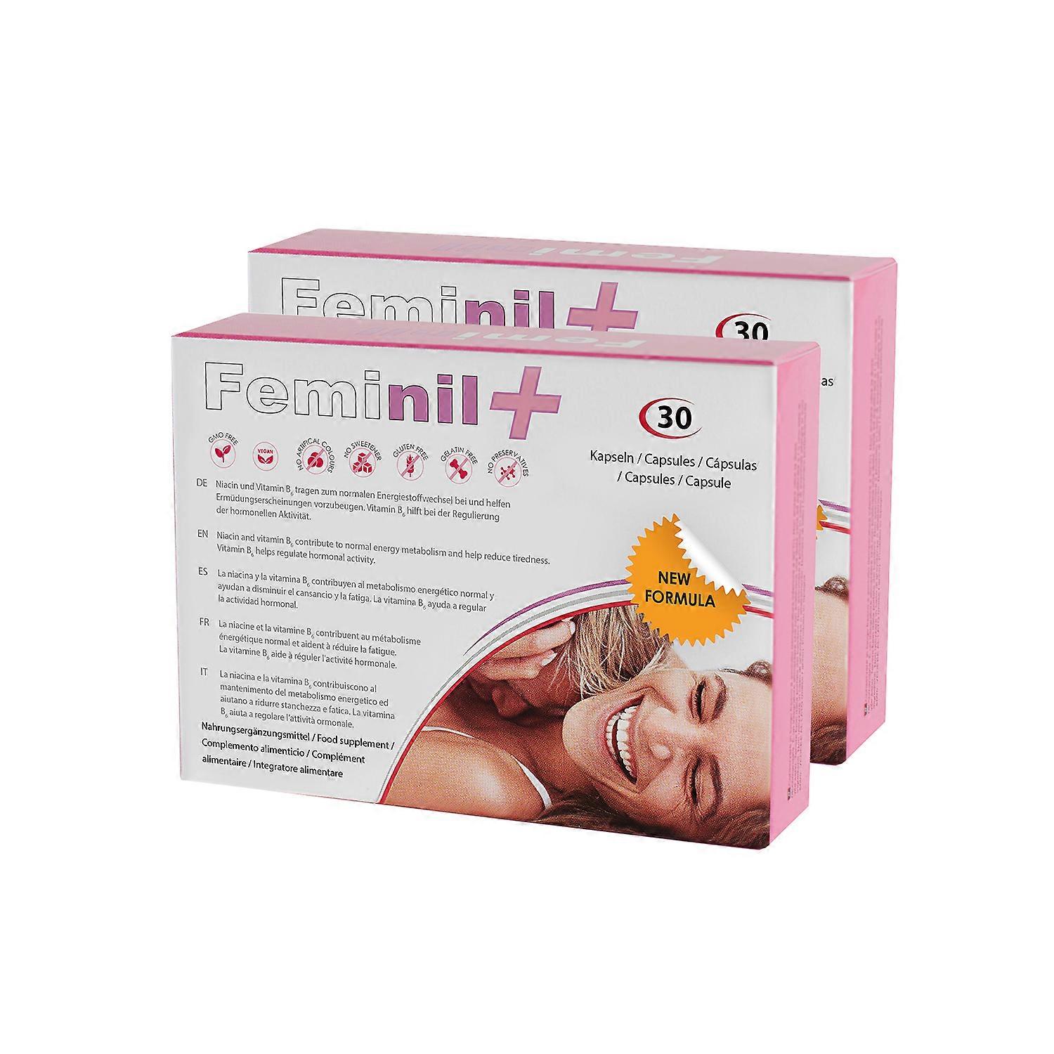 2 粒 Feminil 药丸（2x30 粒胶囊）