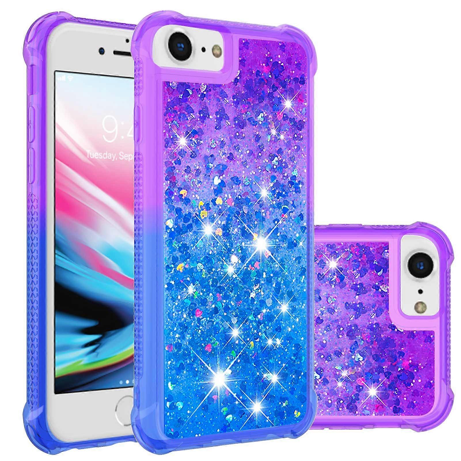 Case for iPhone 7/8 Liquid Glitter Funny Bling Shiny Crystal Flowing Sparkle Moving Cover Clear Bumper Compatible with iPhone 7/8