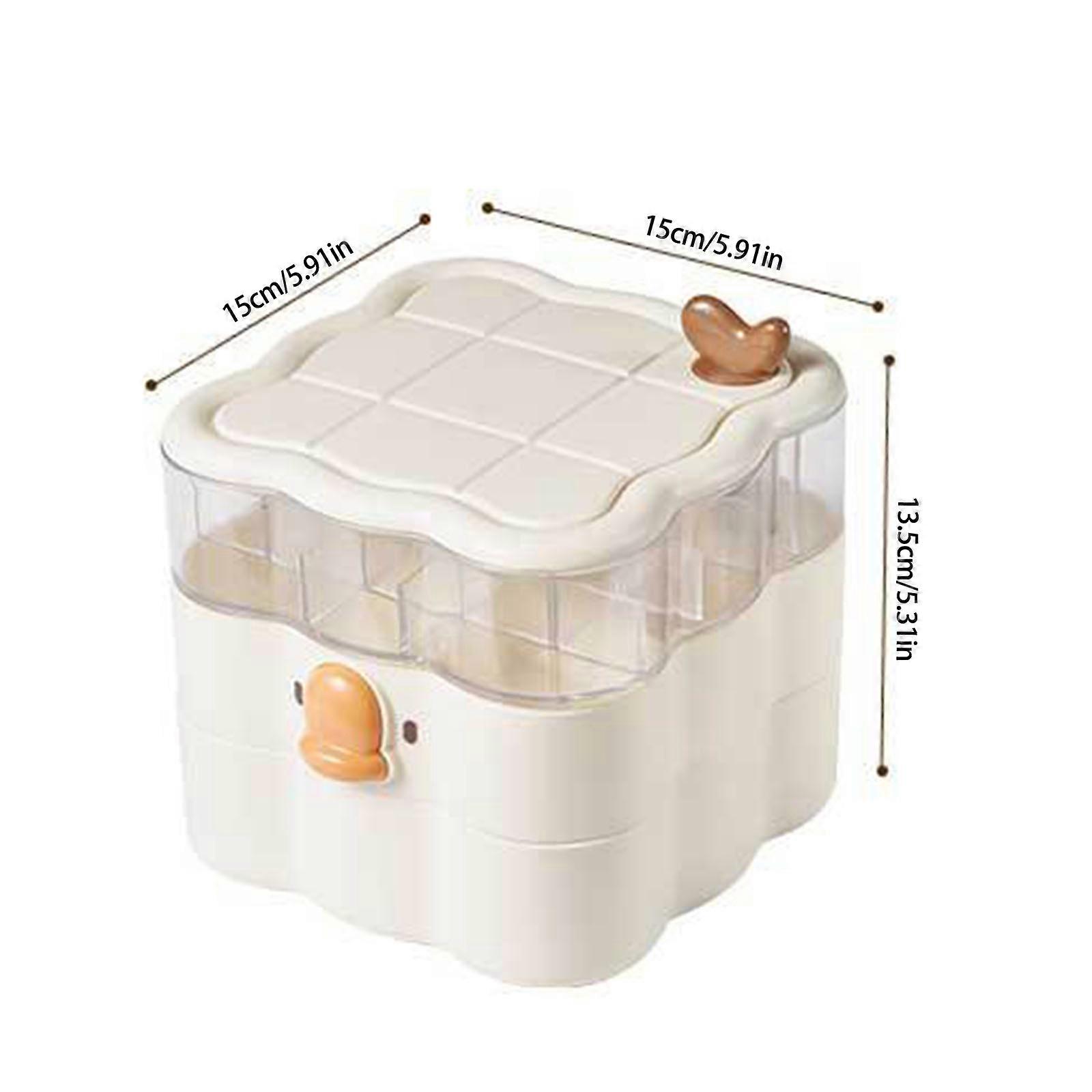 Stylish Cartoon Rotating Jewelry Holder Multi Layer Cosmetics Storage Box Bathroom  Countertop Accessories Organiser Beige, image size:1600x1600