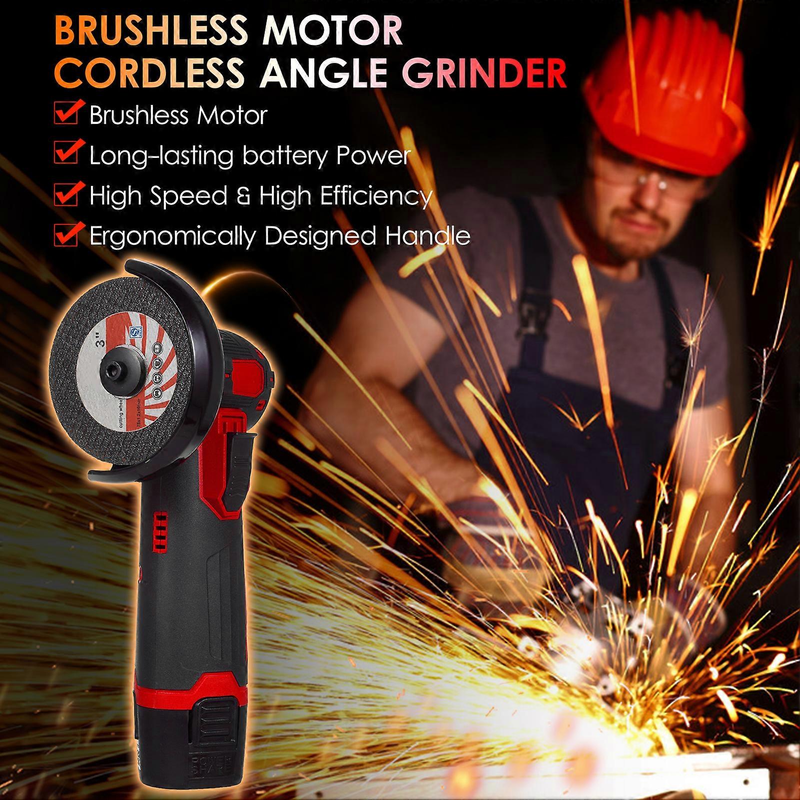 Cordless angle grinder kit with 3/76mm grinding disc