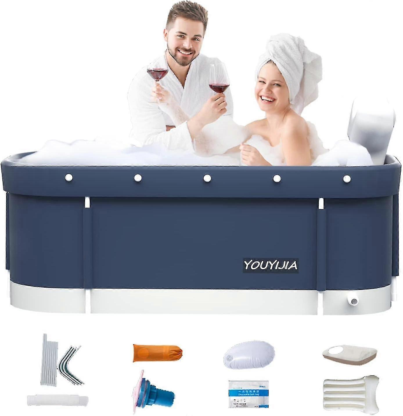 Bærbar sammenleggbart badekar for voksne barn Soaking badekar for spa, effektivt opprettholde temperaturen 120x55x50cm