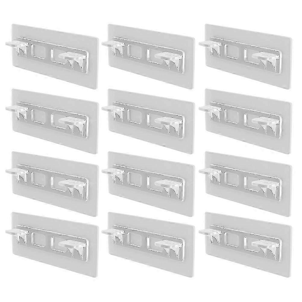 12 Pcs Adhesive White Shelf Clips & Brackets for Bookcase Cabinet