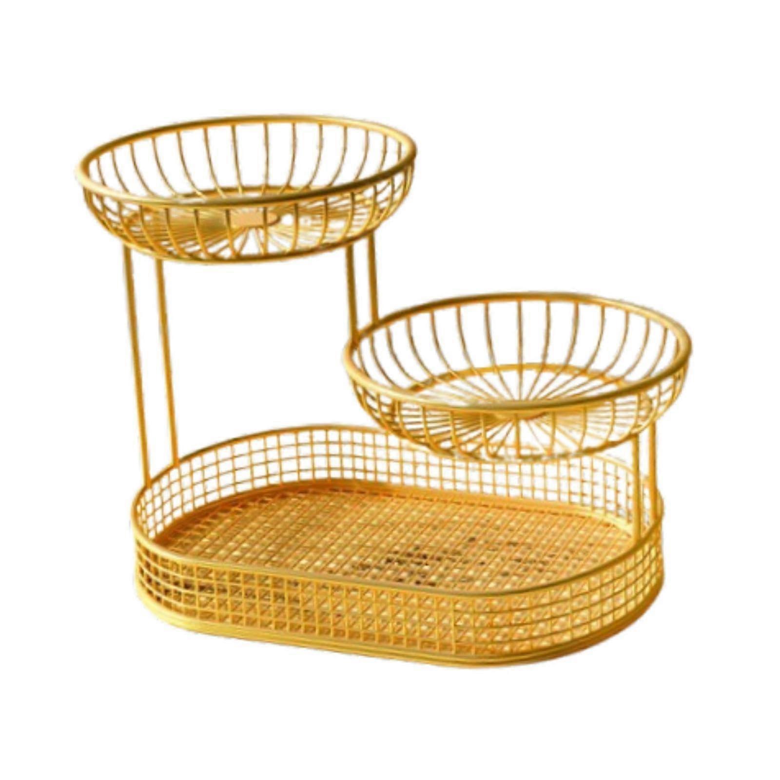 Metal Wire Fruit Basket Holder for Serving Storage and Modern Desktop Bowl Stand Size L