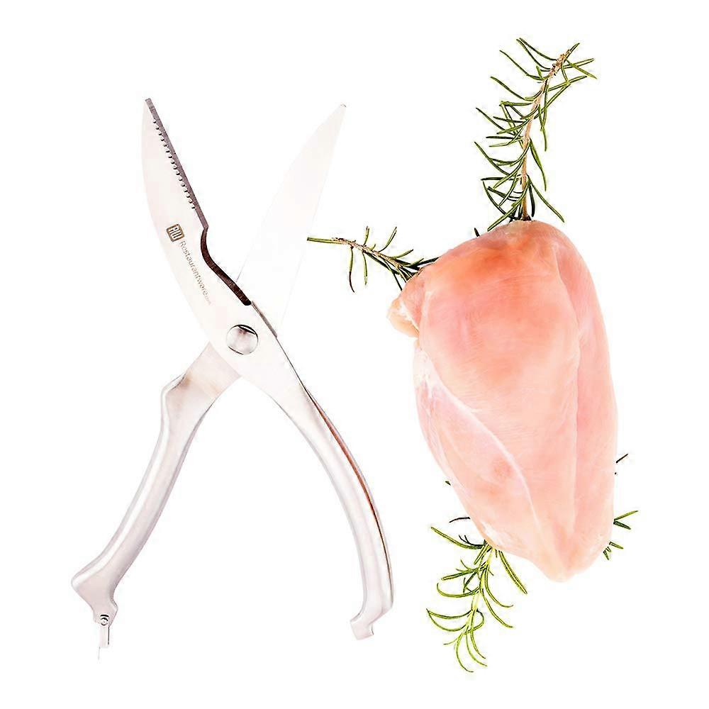 Met Lux Poultry Shear Stainless Steel Scissors Serrated Ergonomic Handle With Safety Clasp For Chicken Meat Fish Vegetables