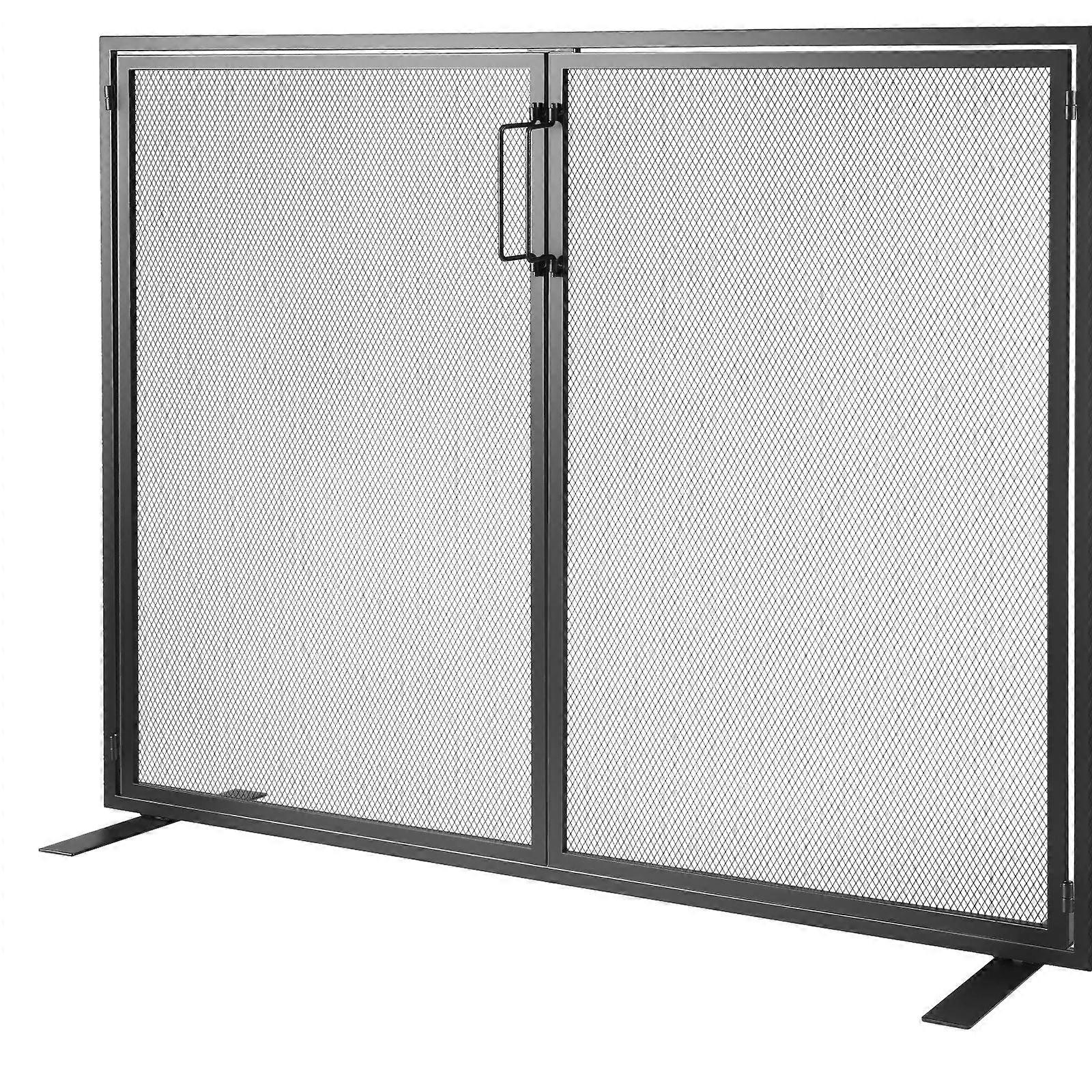 شاشة الموقد 1 لوحة مع باب ، 38.98 بوصة (طول) × 30.7 بوصة (ارتفاع) غطاء واقي شرارة ، لغرفة المعيشة ديكور المنزل الوسيط