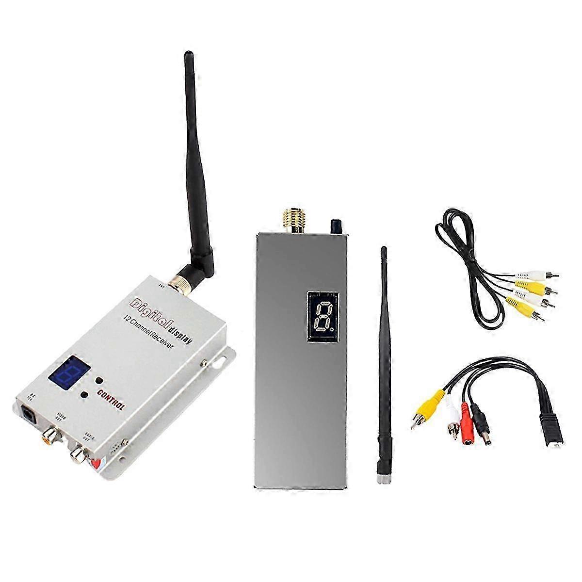 FPV 1.2G 1.5W VTX VRX Kit 8CH 1500mW FPV Video Transmitter Receiver with Antenna -92dbm for Long Ra