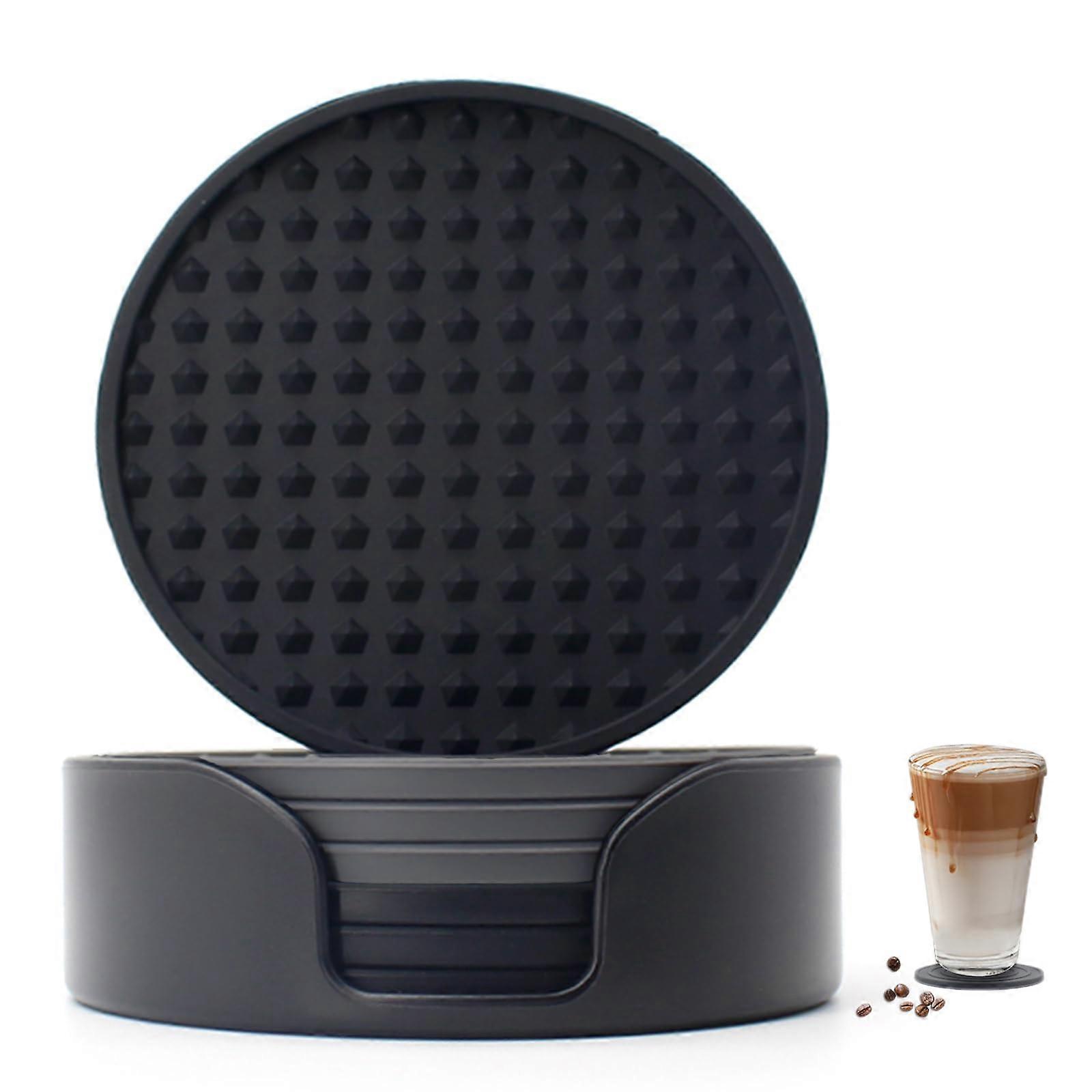 Holder Drinking Machines Compression Silicone Round Soft Rubber Drink Holder for Hot or Cold Coffee, Black and Gray