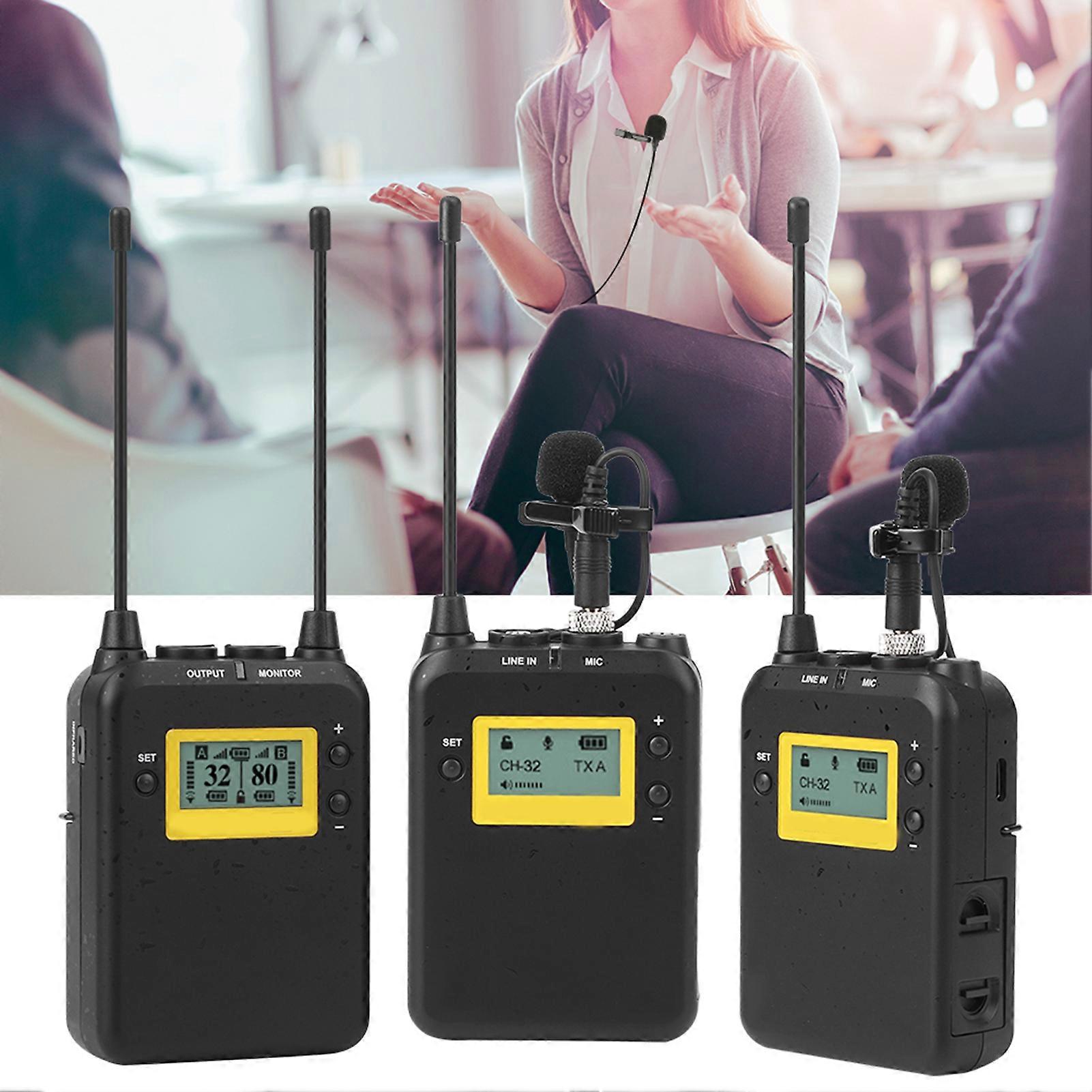 LENSGO LWM-328C 2-in-1 Wireless Collar Clip Mic Black, 150m Range