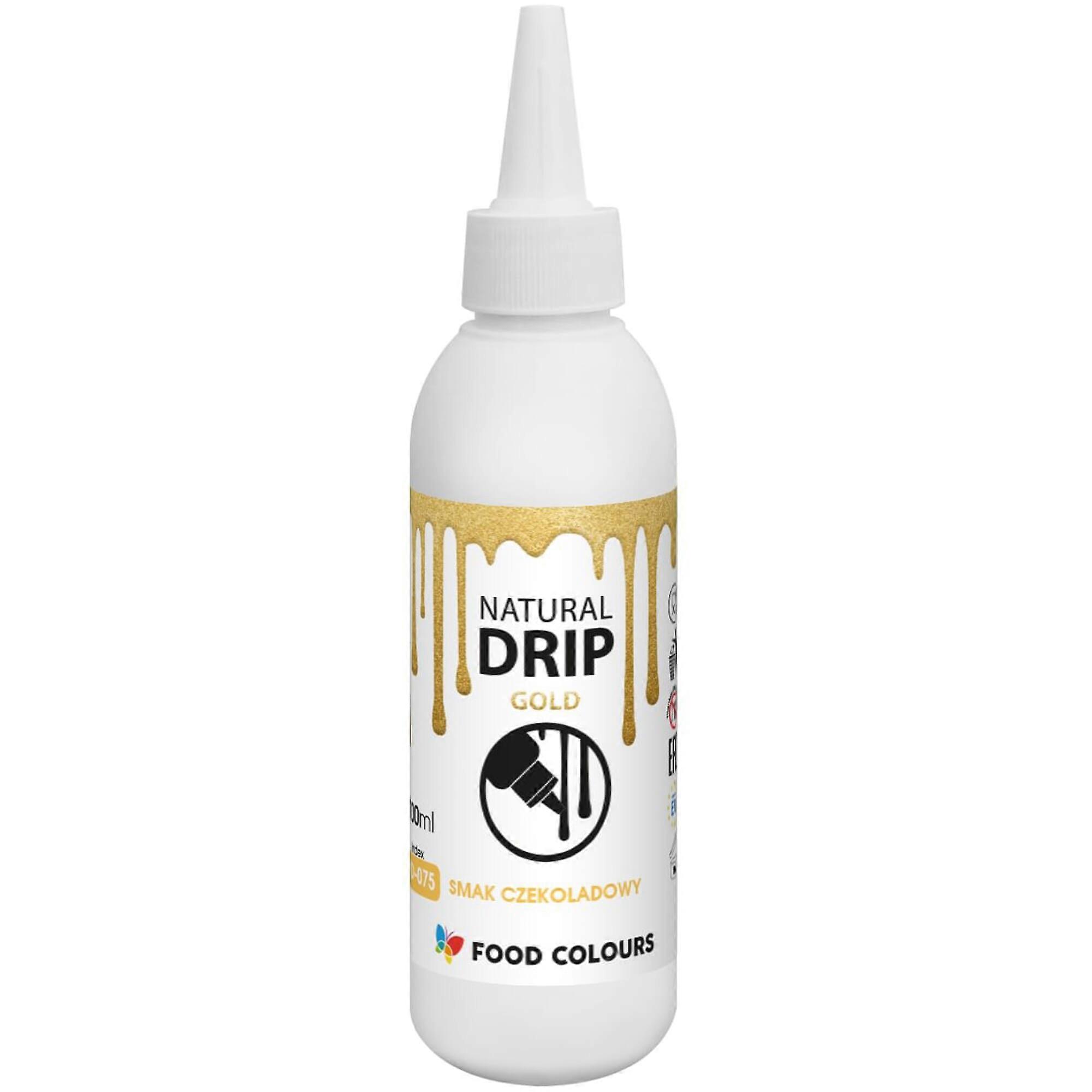Food Colours Natural Drip Gold 100 ml A freezing glaze that creates an attractive effect of falling drops for decorating cakes, biscuits, pies and single portions
