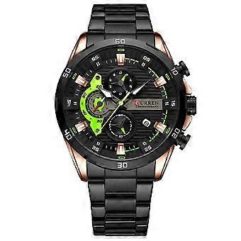 Relógio de Quartzo de Negócios com Pulseira de Aço de Seis Ponteiros Curren 8402 Calendário