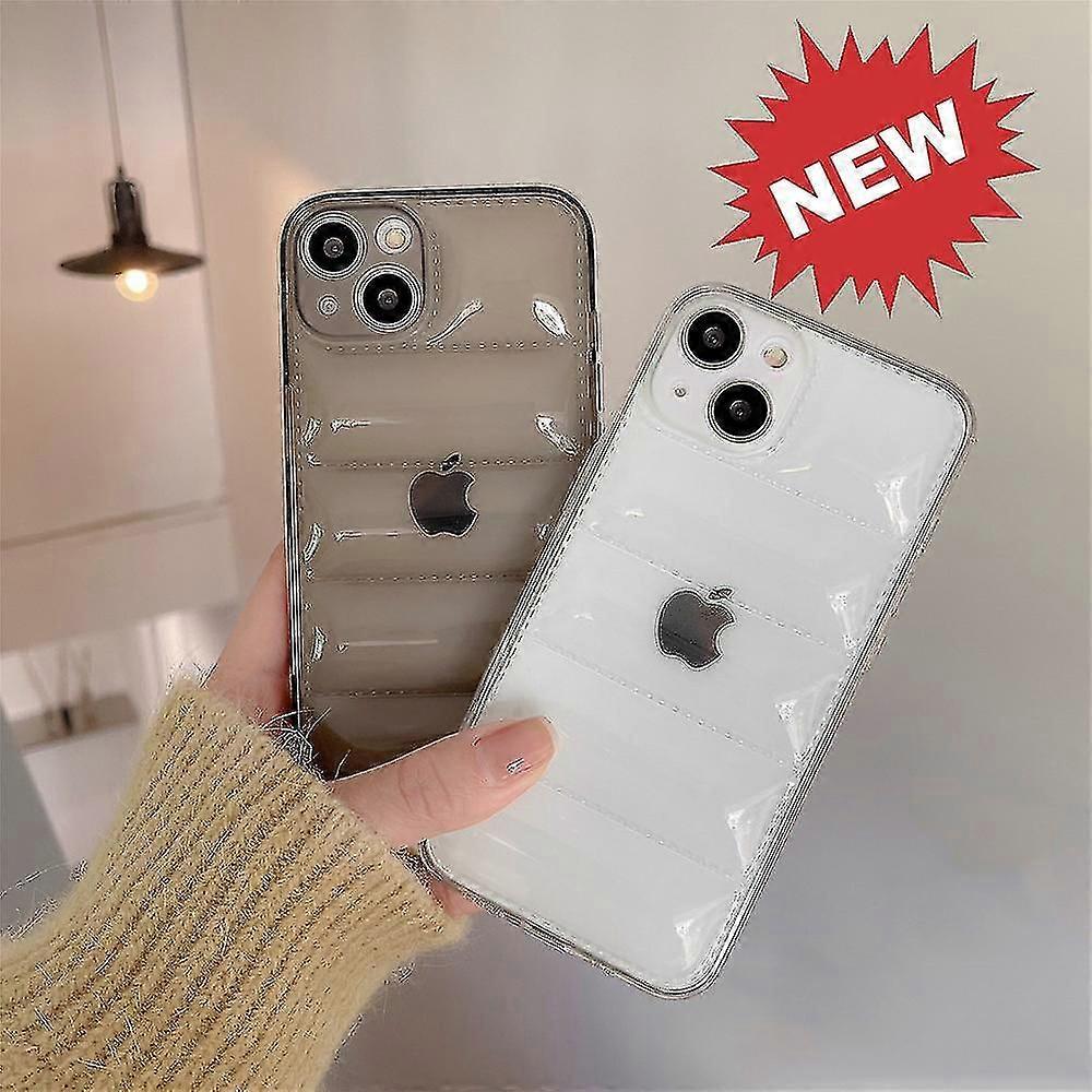 3d Clear Down Puffer Jacket Phone Case Compatible Iphone 13 / Iphone 12 Series Soft Shockproof Cover