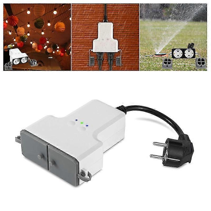 Double Wifi Smart Socket Waterproof Ip44 Tuya Outdoor Smart Power Outlets Work With Smart Life Home App Timer Voice Remote
