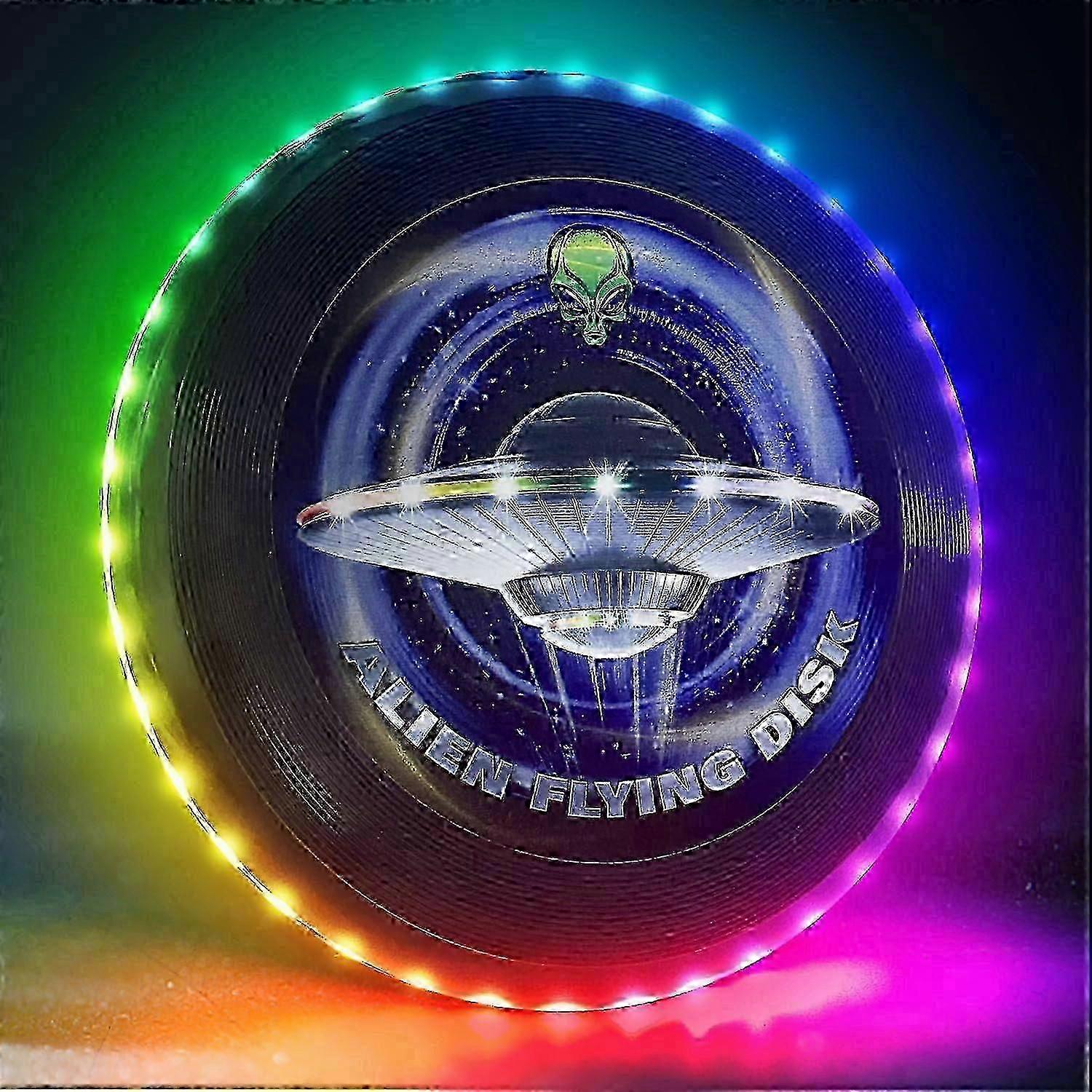 夜光 LED 飞盘 - 38 个 RGB LED 灯，7+5 灯模式，可充电，Ip65 防水户外游戏成人和家庭/男孩酷玩具/