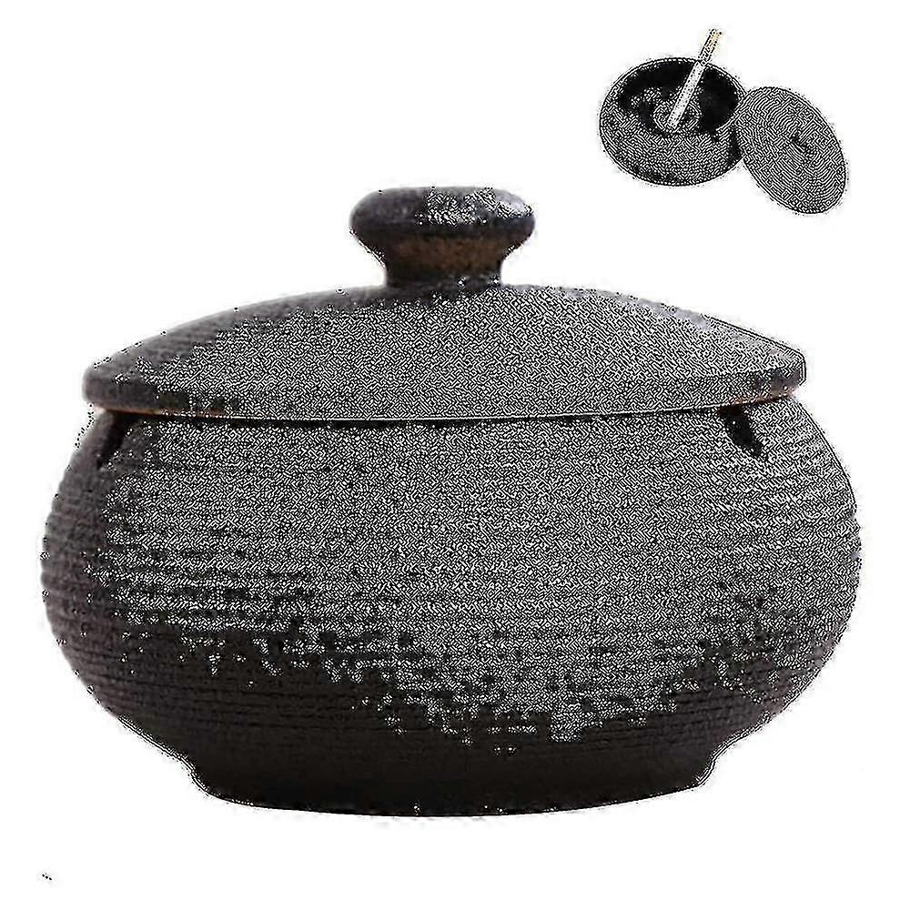 Ceramic Ashtray With Lids, Windproof, Cigarette Ashtray For Indoor