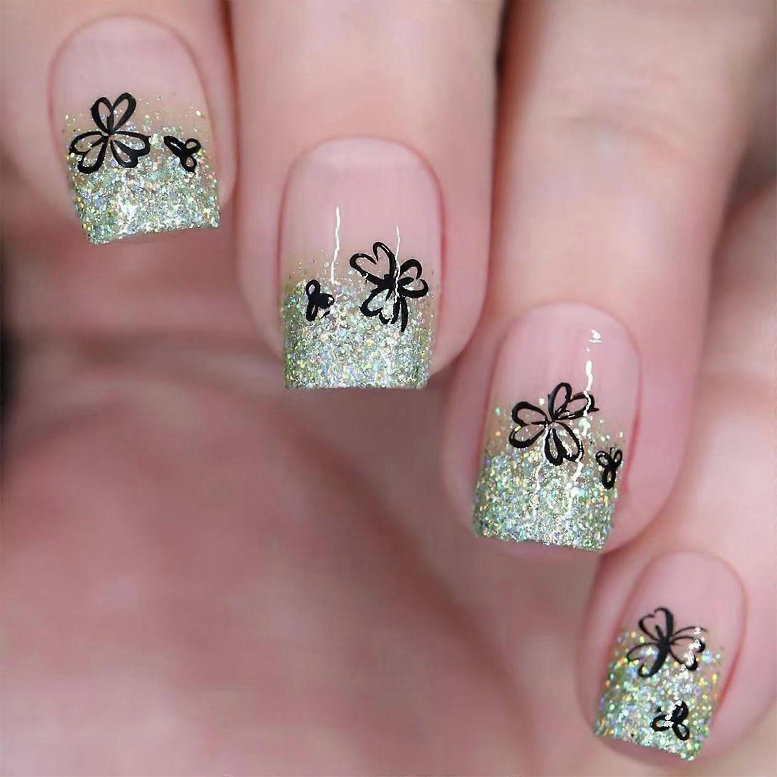 Saint Patrick's Day Press On Nagel Gefälschte Nagelkleber auf Nagel Künstlicher Acryl Nagel Stick On Nagel mit Kleeblatt Design