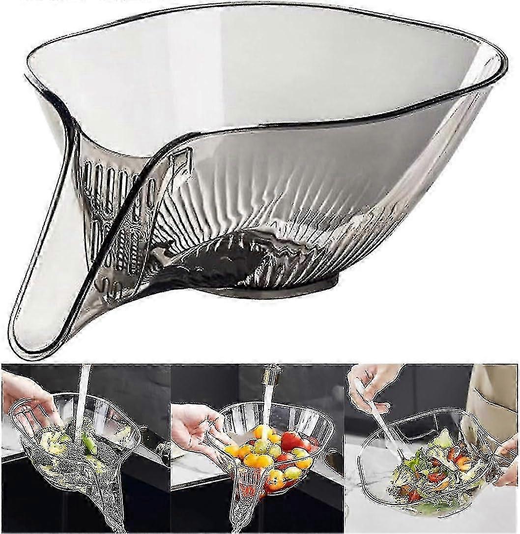Drain Basket Multi-functional Plastic Draining Bowl,washing Vegetable Fruit Salad (grey)