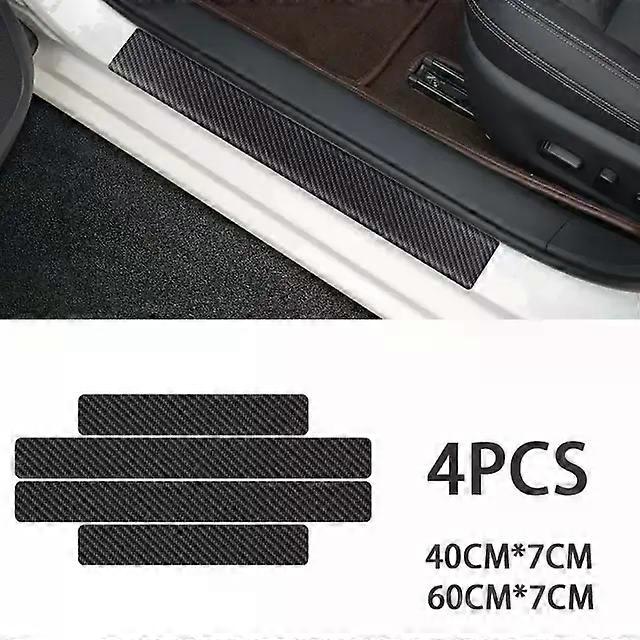 Car Threshold Anti Scratch Protection Strips Black Carbon Fiber Pattern Rear Door Guard Stickers Door Sill Anti Kick Protector