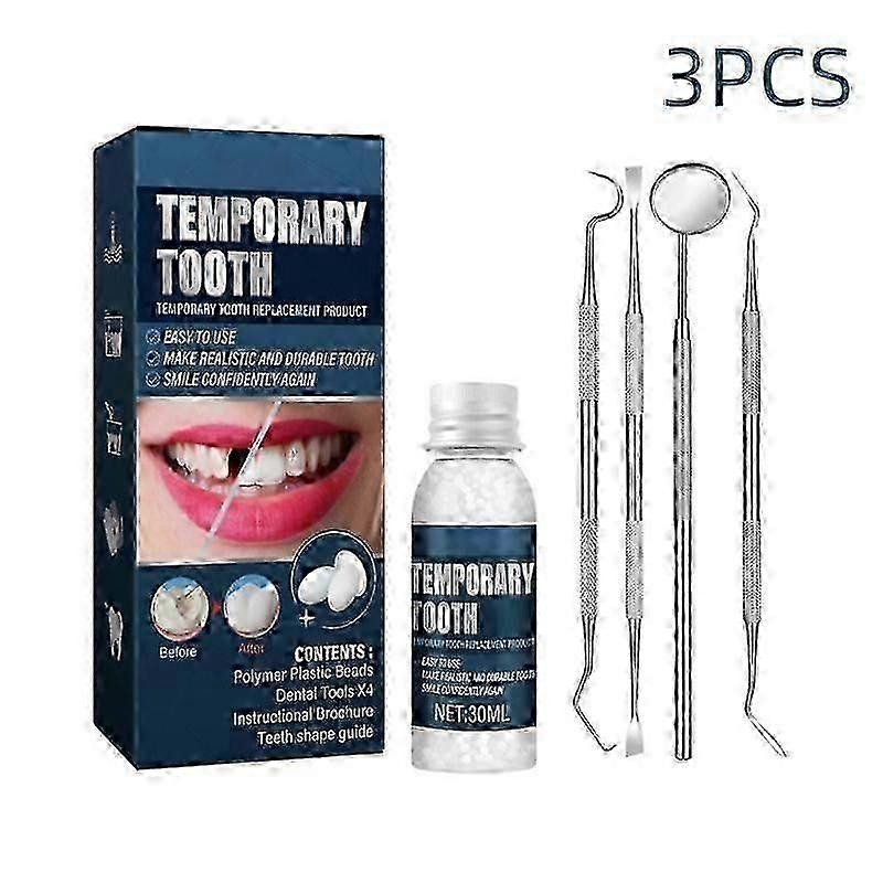 3pcs Tooth Repair Kit,temporary Teeth Filling Repair Kit, Fixing The Missing And Broken Tooth Replacements Restore Your Smile