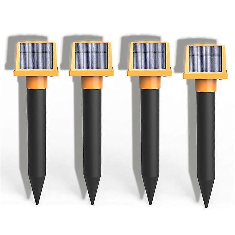 SJZ057 4 Pcs Outdoor Solar Powered Mouse Repellent LED Light Ultrasonic Snake Repellent 40-1000HZ Frequency Conversion