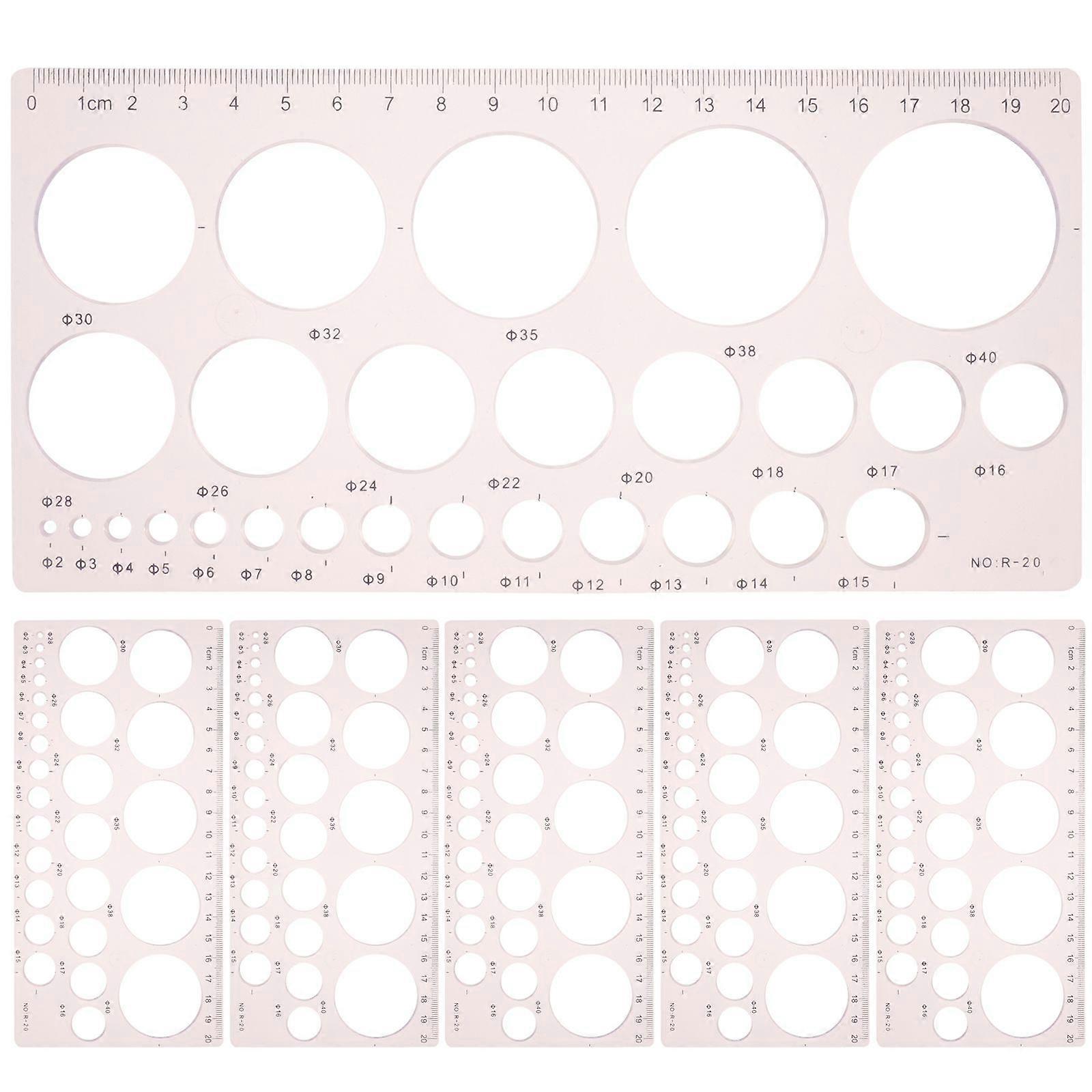 6Pcs Geometric Drawings Templates Stencils Plastic Measuring Template Rulers for Drafting