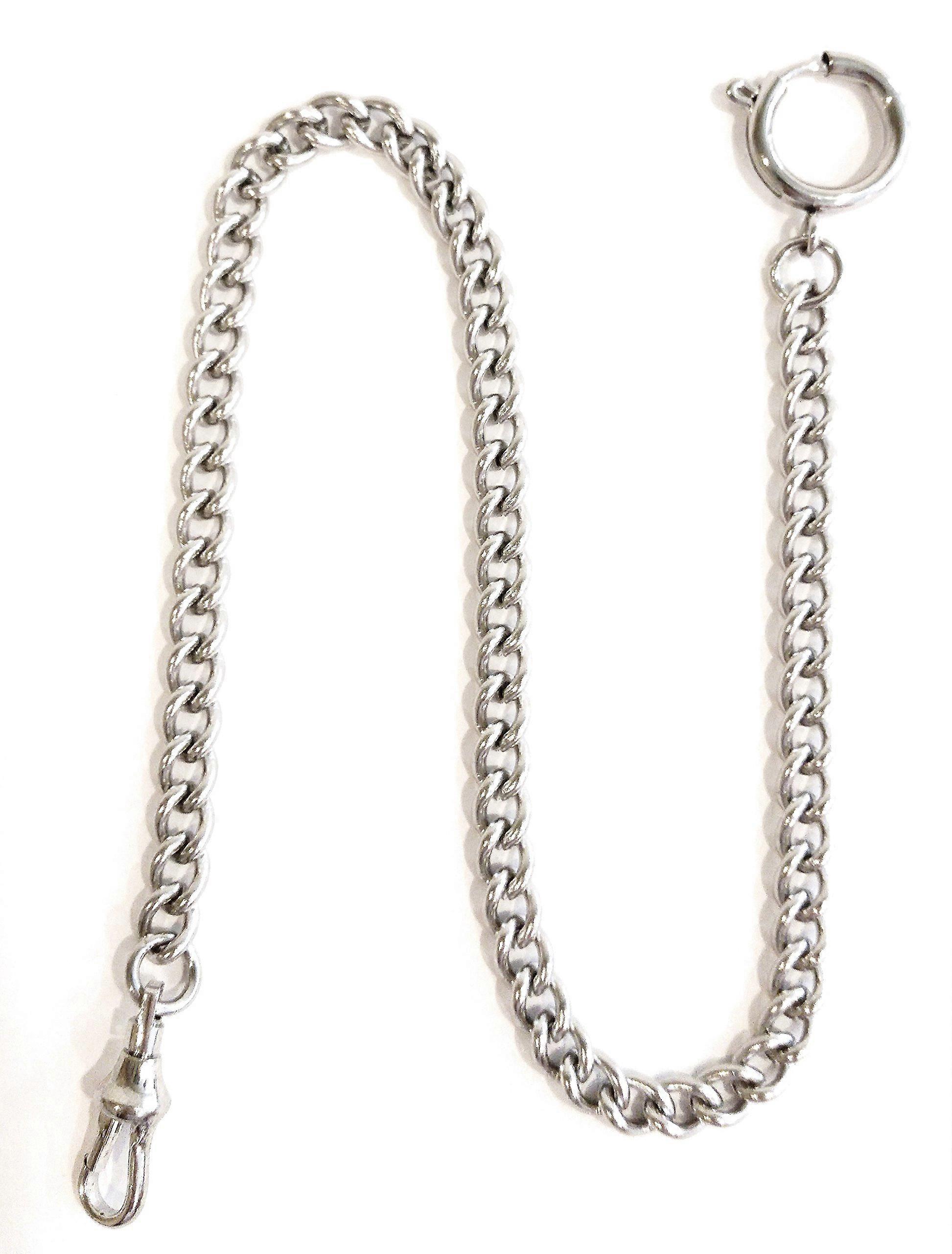 Dueber Chrome Plated Stainless Steel Pocket Watch Chain With Spring Ring Clasp For Pocket Watches
