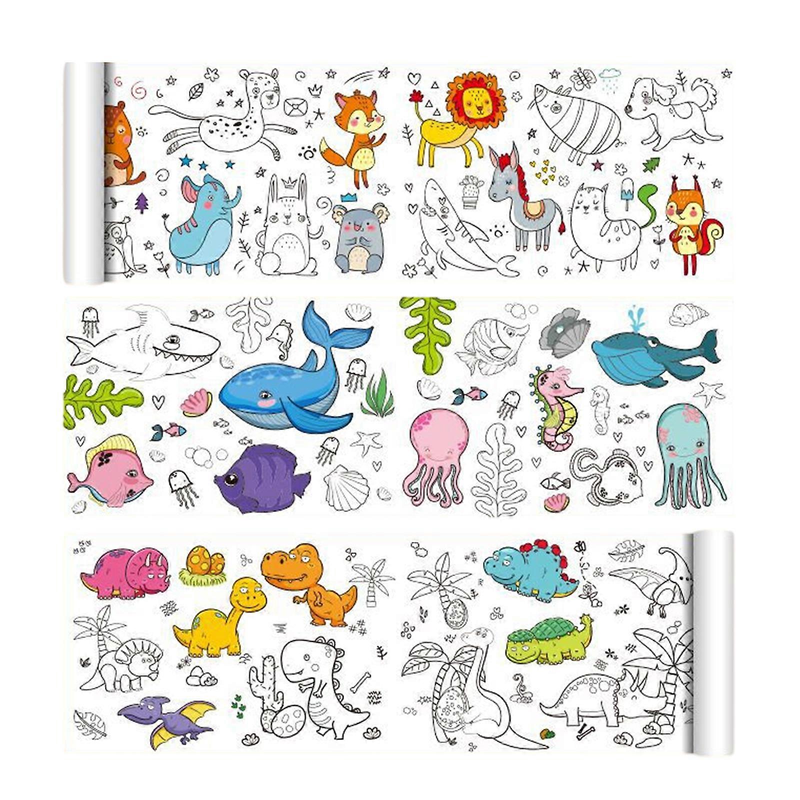 Long Picture Cartoon Theme Scroll Children Graffiti Scroll Kindergarten Baby Nonrepeatable Pattern Painting Paper Scroll