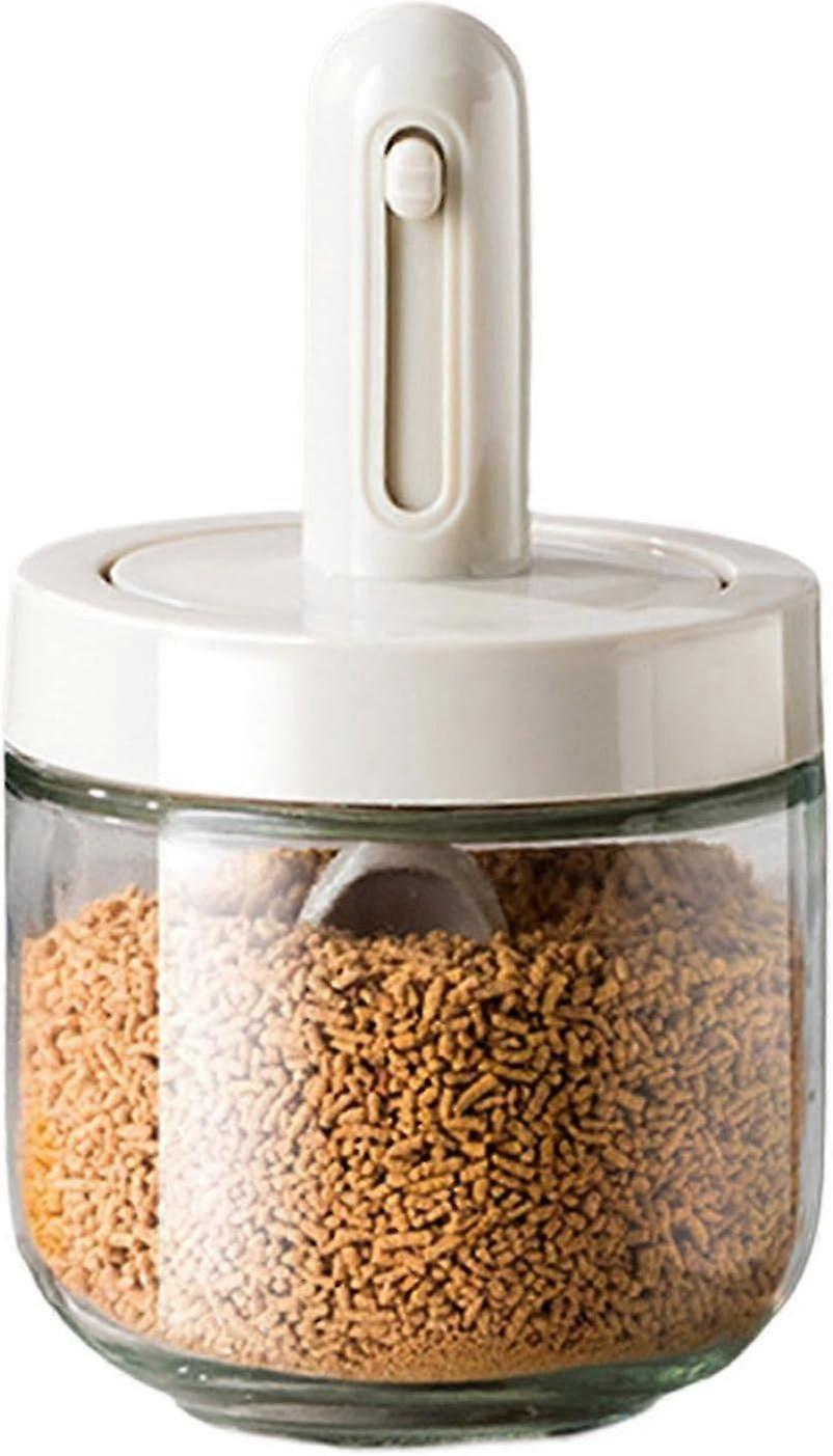 Seasoning Container Box - Spice Jar With Built-in Spoon Lid Retractable Seasoning Bottle Home Kitchen Seasoning Box Precise Control Salt Spoon