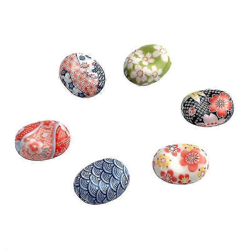 6 pcs ceramic chopstick holder spoon rack bracket fork stand - cherry blossom series (random pattern)