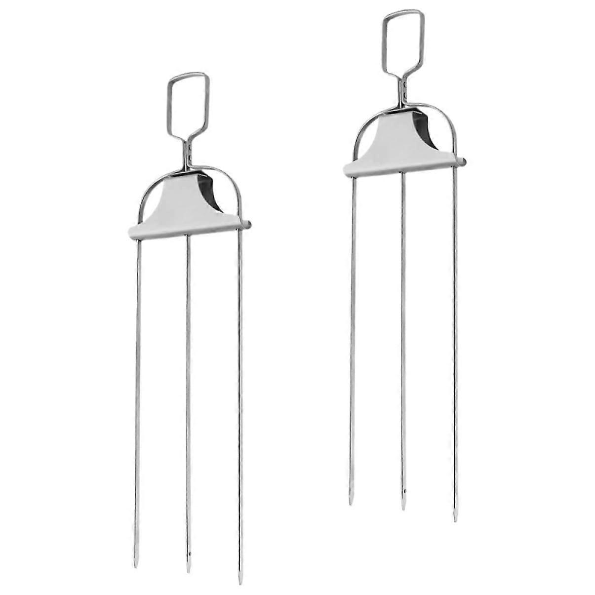 Skewer Set of 2 Meat Forks Ergonomic Handle for Grilling Chicken Roasting and Grilling Outdoor Accessories