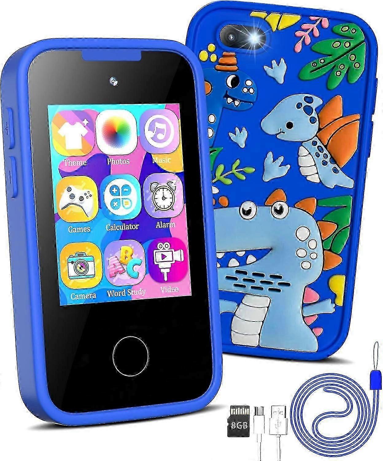 Barntelefon för pojkar, julfödelsedagspresenter för dinosaurier för barn 3, 4, 5, 6, 7, 8 år, pekskärmslärande leksaker för flickor i åldern 3-11 år, present till barn