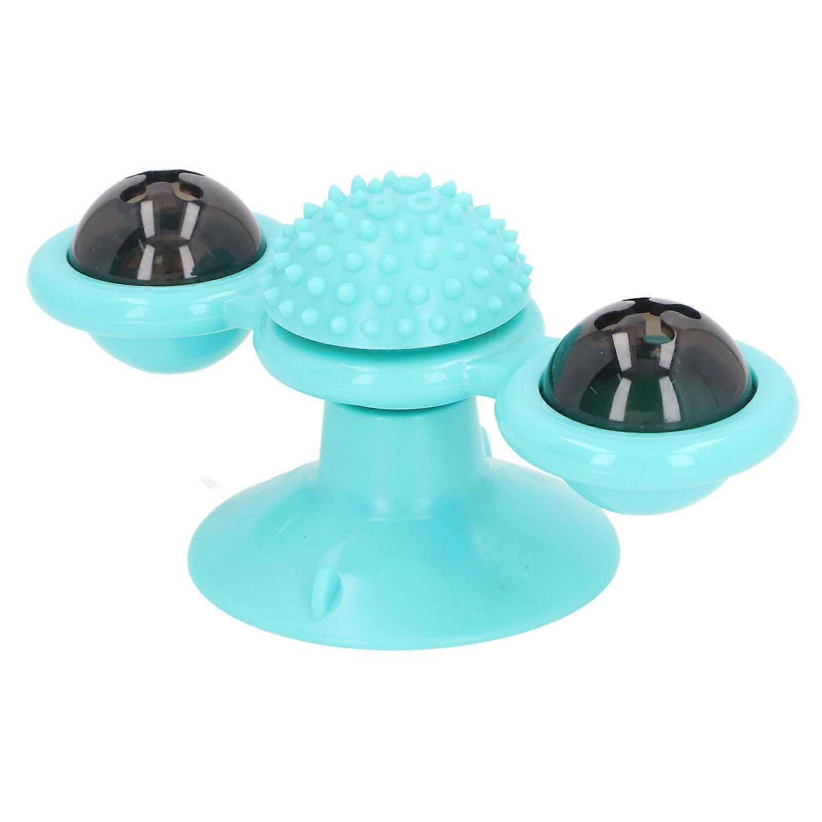 Windmill Cat Toys with Catnip and LED Light Ball Interactive Windmill Cat Catnip Toy with Suction Cup for Cat Chew Exercise Blue 