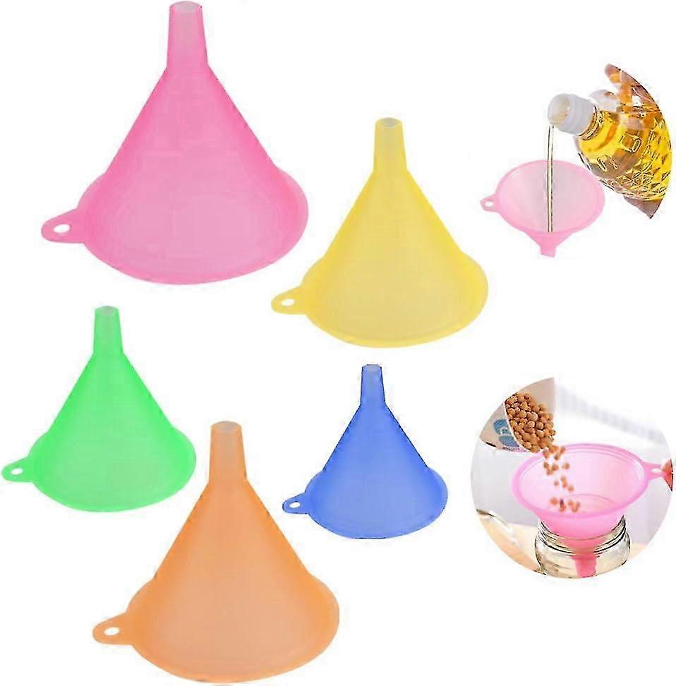 5 Pcs Colorful Plastic Funnel Set for Cooking and Kitchen Use