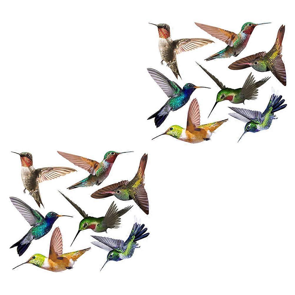 2 Sets/14PCS Collision Decal Vivid DIY Hummingbird Wall Window Decal