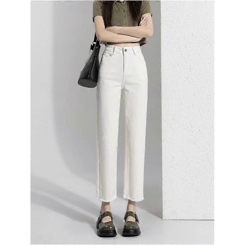 Spring and Autumn Women's Jeans Tide High-waisted Straight Pant Simple Nine-tenths Trousers