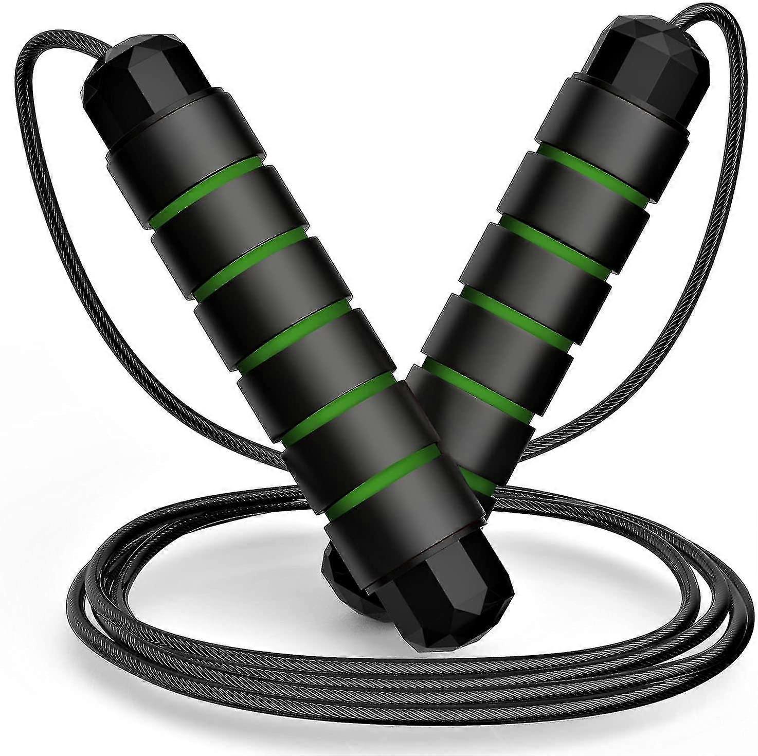 Tangle-Free Speed Jump Rope med Kuglelejer - Sort/Grøn