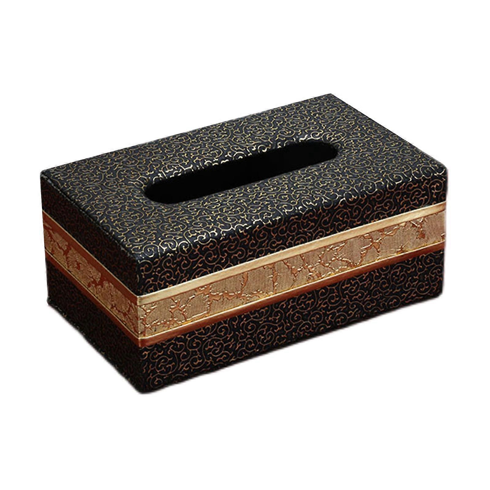 Rectangular Tissue Box Cover with Magnetic Bottom for Hotel Table Decor Black